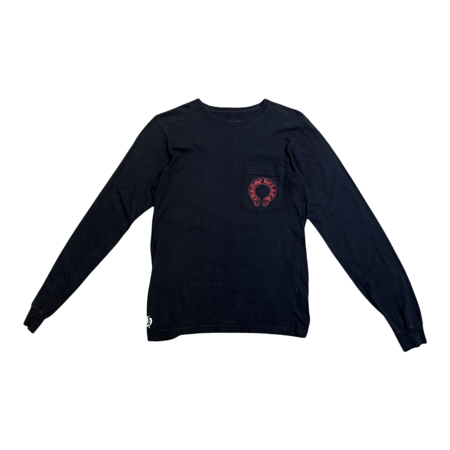 Chrome Hearts Cemetery Cross Red Horseshoe Long Sleeve Tee