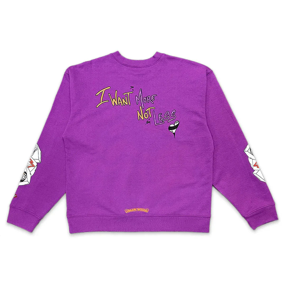 Chrome Hearts Matty Boy I Want More Not Less Crewneck Purple  - Like New