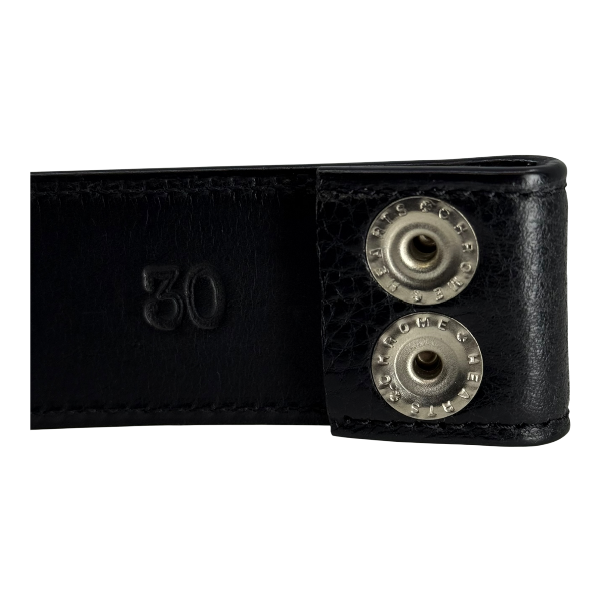Chrome Hearts Black Leather Belt Strap - Size 30