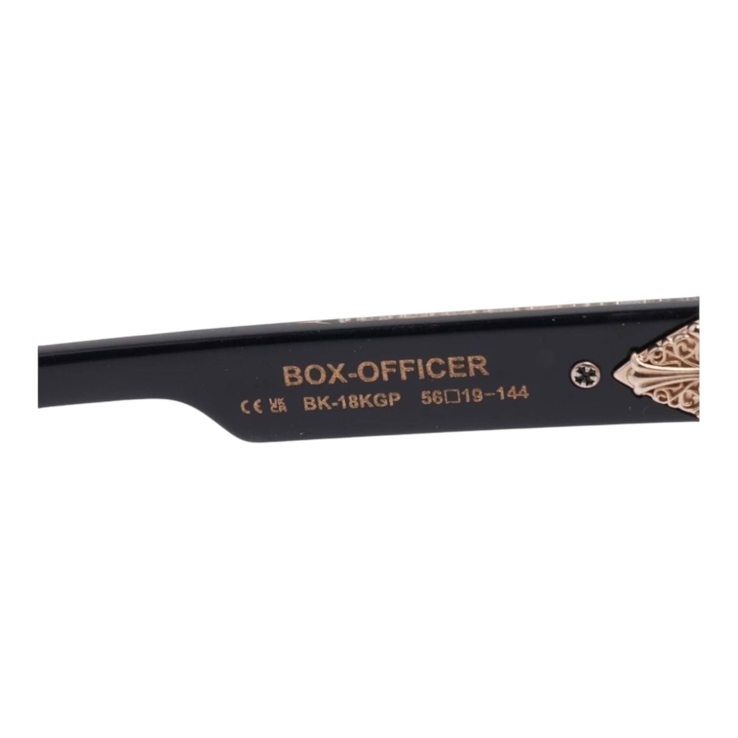 Chrome Hearts Box Officer Black/18k Gold Plated Glasses