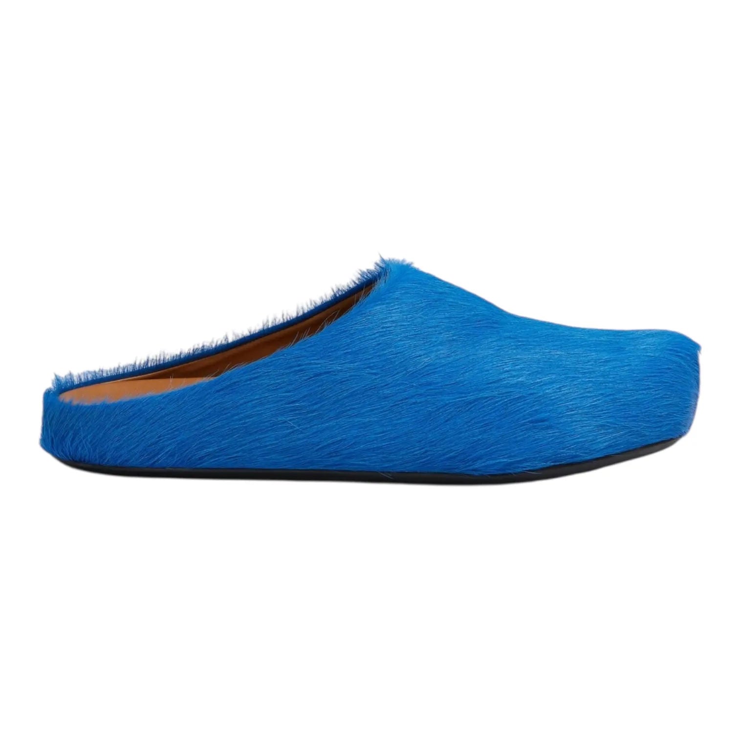 Marni Long Hair Calfskin Fussbett Sabot Mule Blue