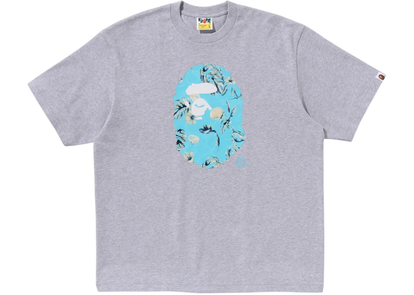 BAPE Vacation Pattern Ape Head Relaxed Fit Tee Gray