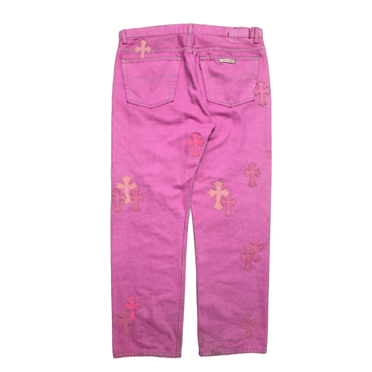 Chrome Hearts Levi's 501 Pink Cross Patch Jeans