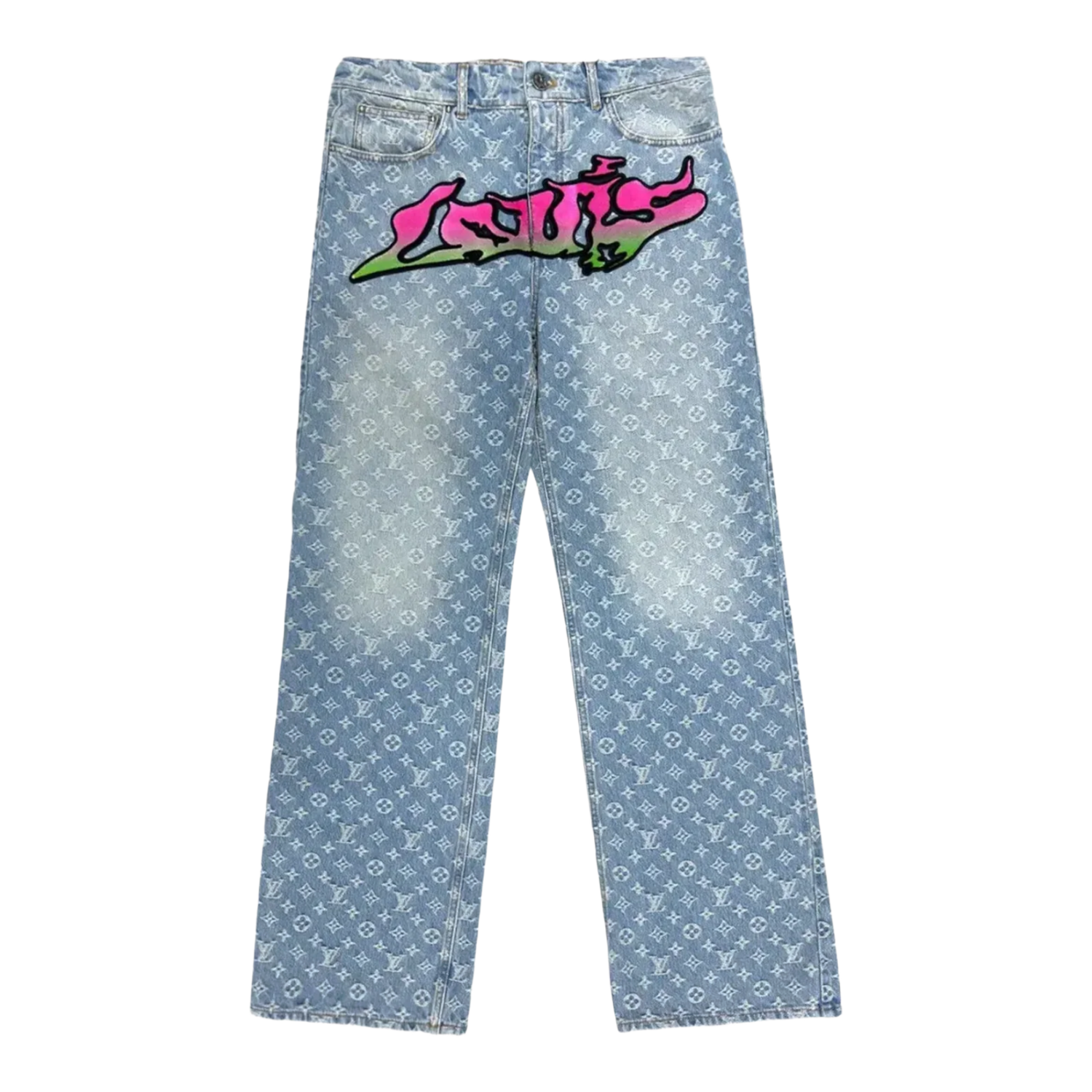 Louis Vuitton Graffiti Virgil Baggy Indigo Denim Jeans
