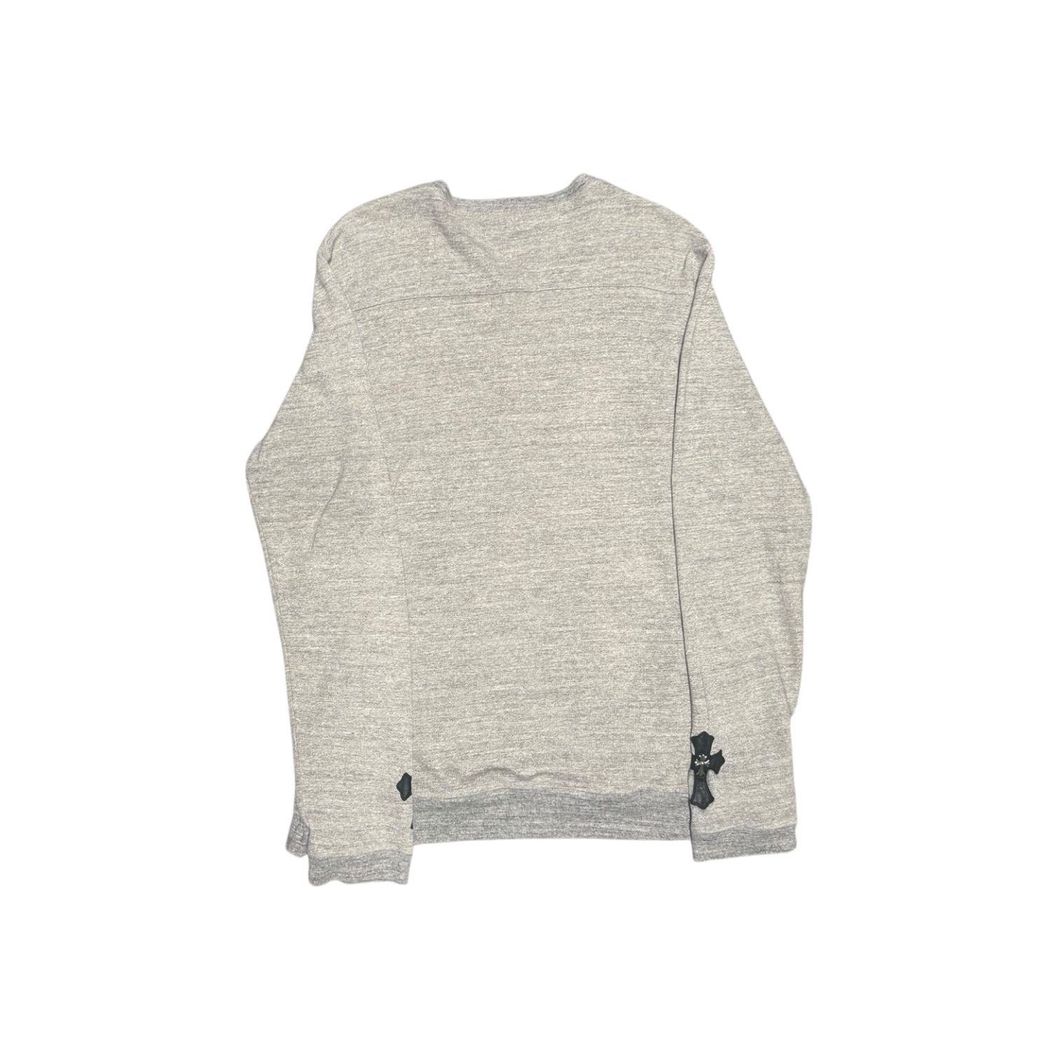Chrome Hearts Cross Patch Silver Embellished Thermal Henley Grey