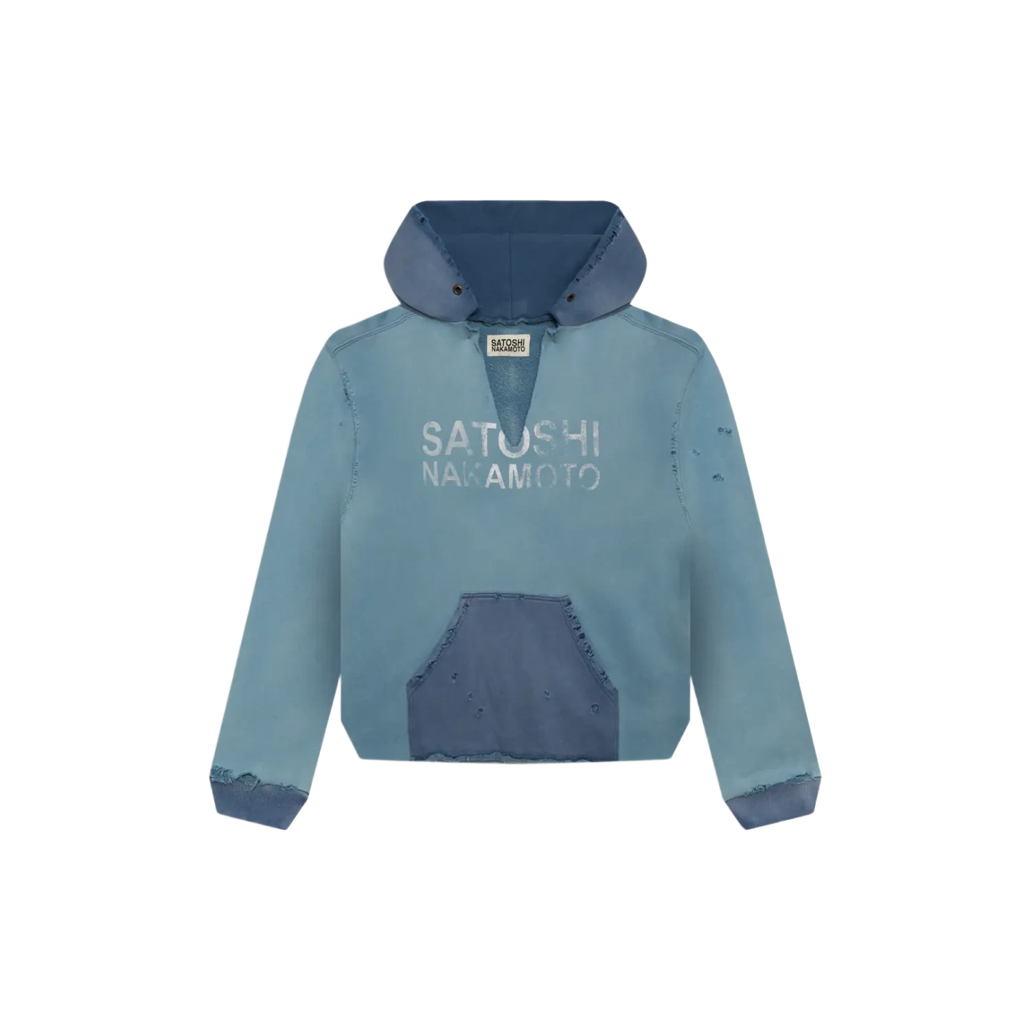 Satoshi Nakamoto Distressed V-Cut Hoodie