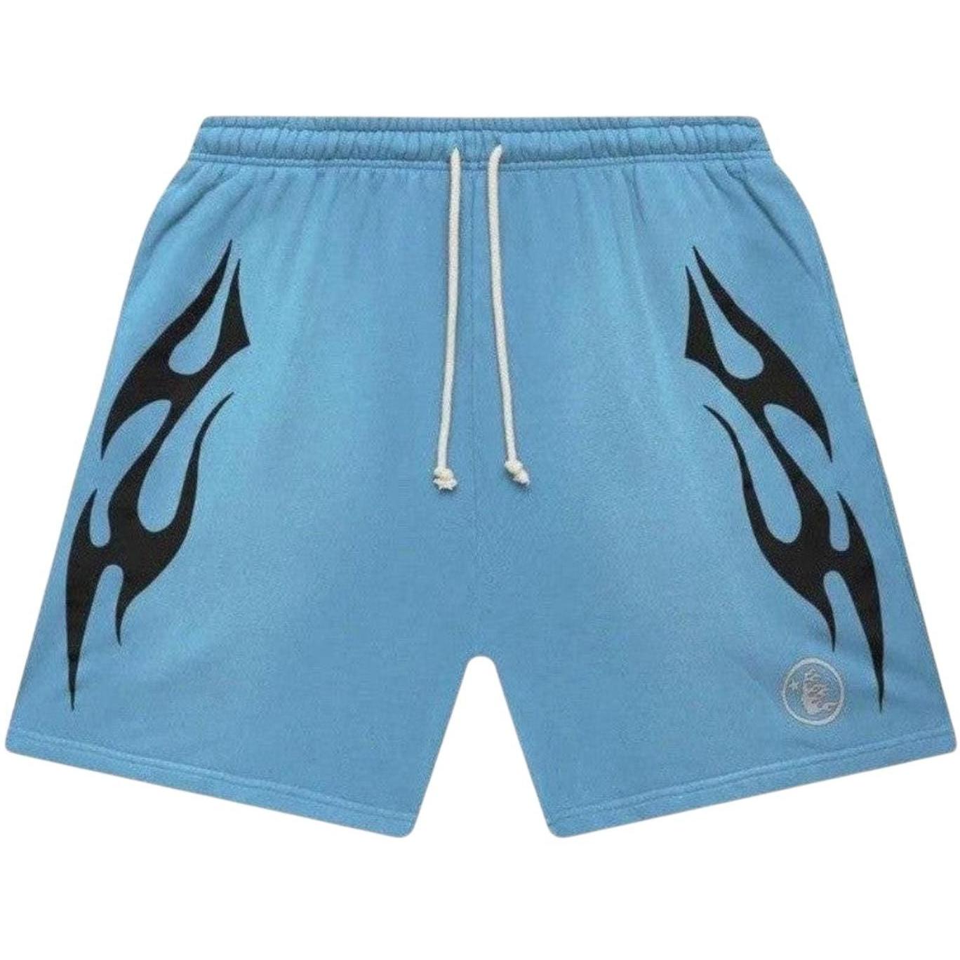 Hellstar Flame Shorts Baby Blue Black