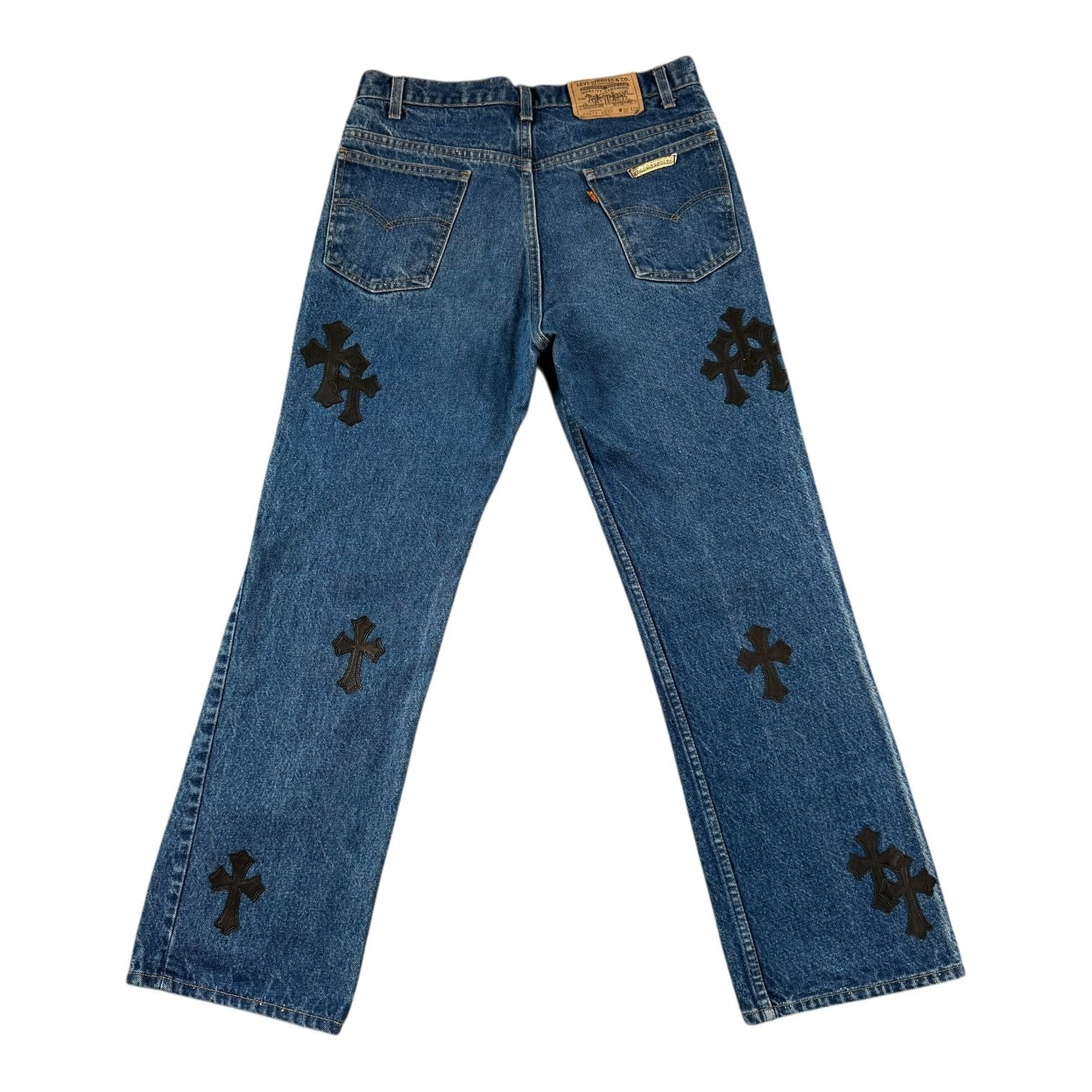 Chrome Hearts Black Cross Patch Blue Levi’s Orange Label Jeans