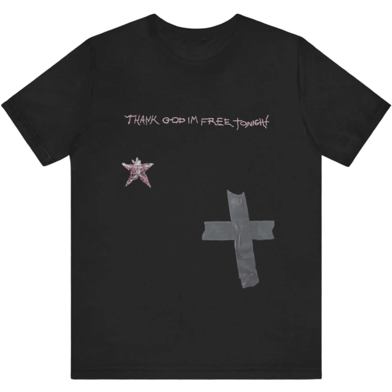 Travis Scott Metlife Thank God I'm Free Tonight T-Shirt Black