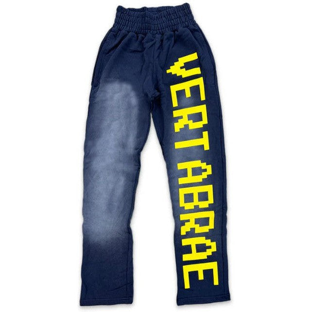 Vertabrae Logo Sweatpants Navy Yellow