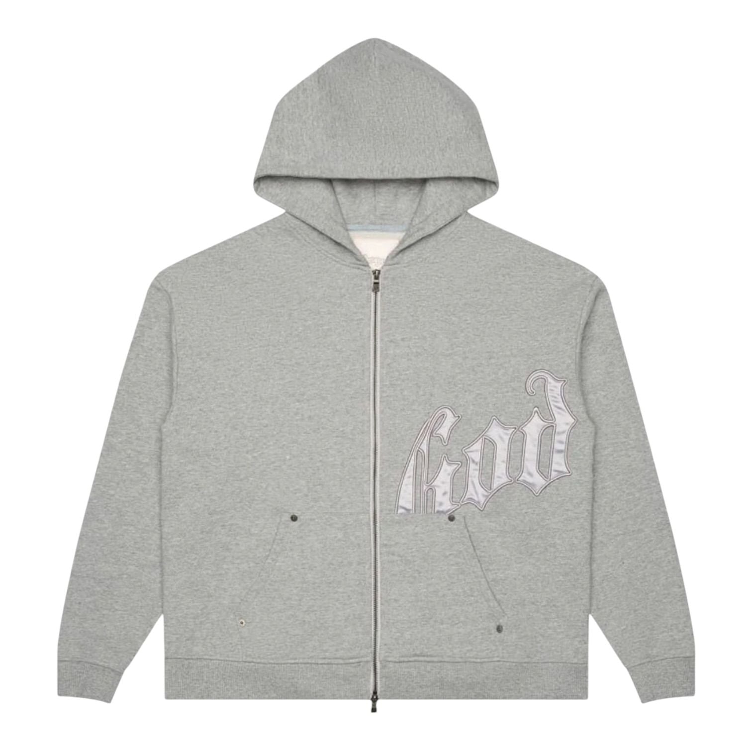 Godspeed OG Logo V2 Zip Up Hoodie Grey/Silver Satin