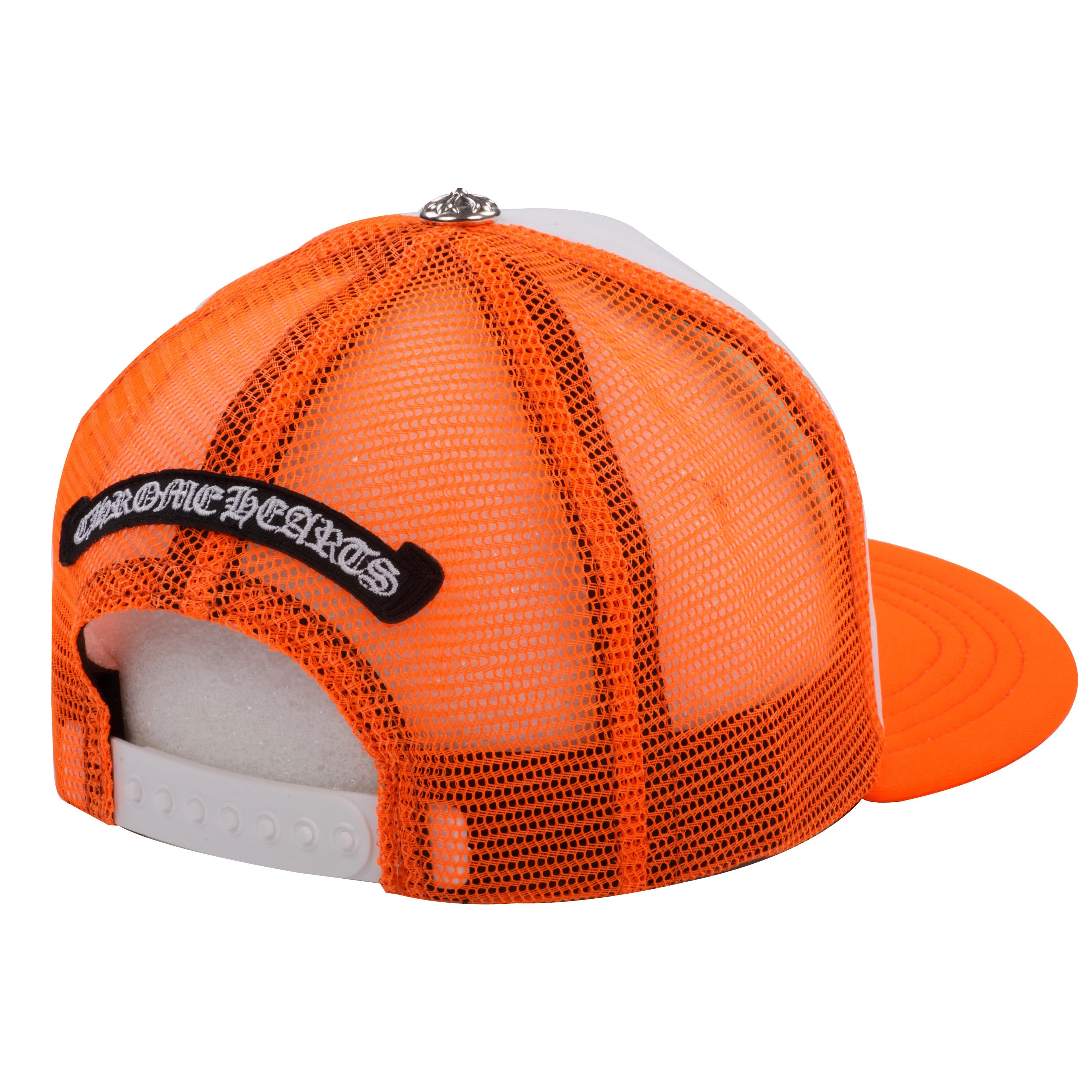 Chrome Hearts Cemetery Cross Trucker Hat Neon Orange