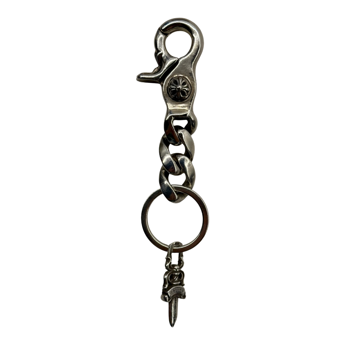 Chrome Hearts Silver Cuban Link Dagger Keychain