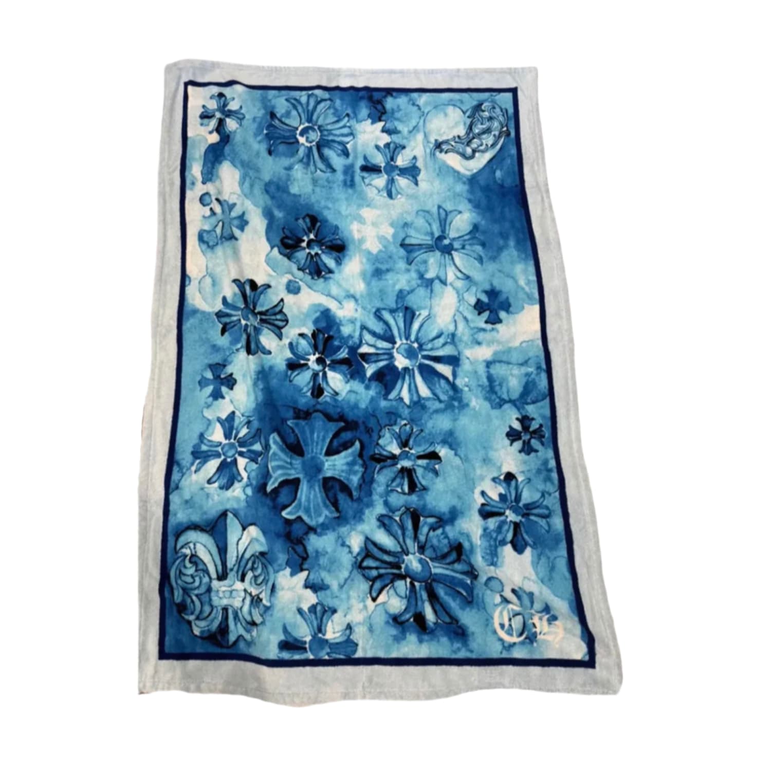 Chrome Hearts Blue Cross Motif Beach Towel