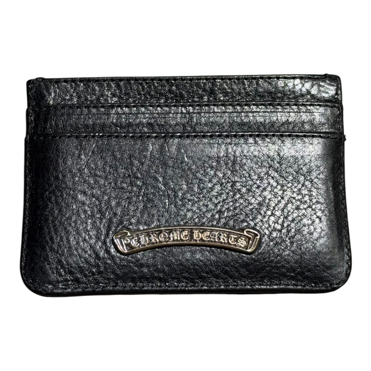 Chrome Hearts Leather Dagger Scroll Card Holder Black