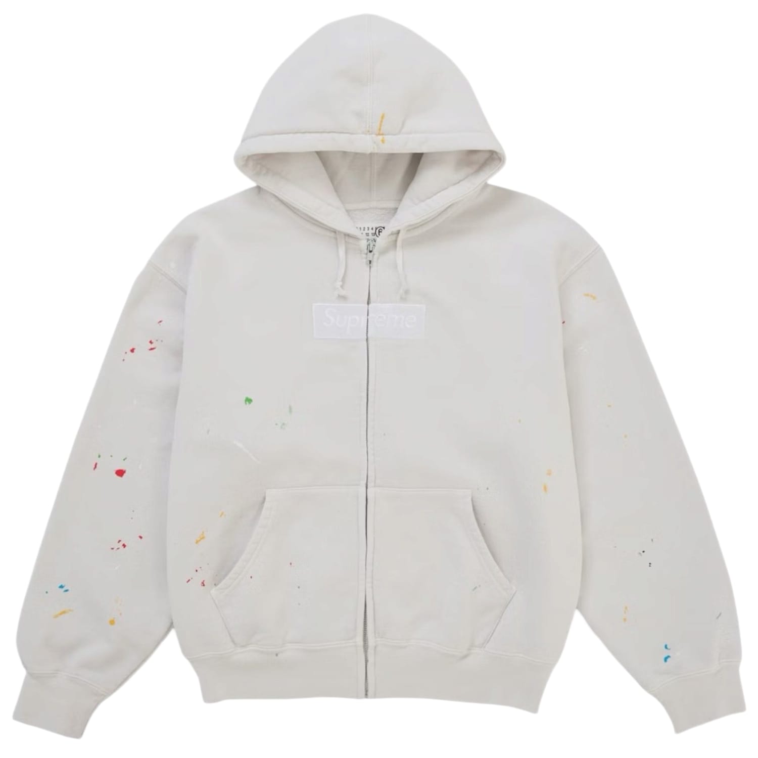 Supreme MM6 Maison Margiela Box Logo Zip Up Hooded Sweatshirt White