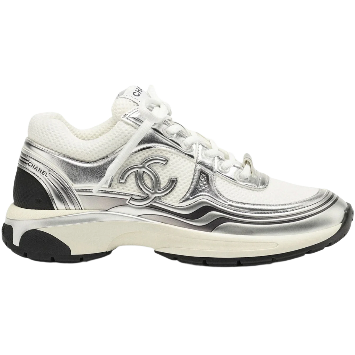 Chanel CC Runner White Silver
