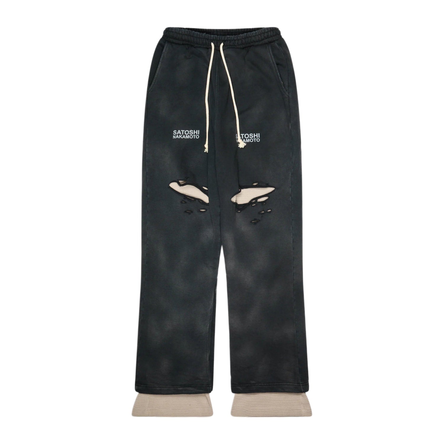 Satoshi Nakamoto Holy Ghost Layered Thermal Sweatpants Black