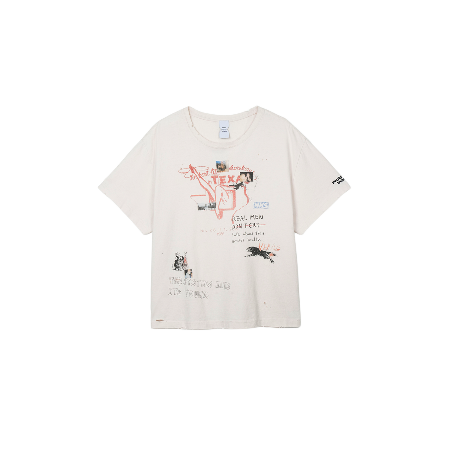 Protocol Index Hand Drawing Washed T-Shirt Cream