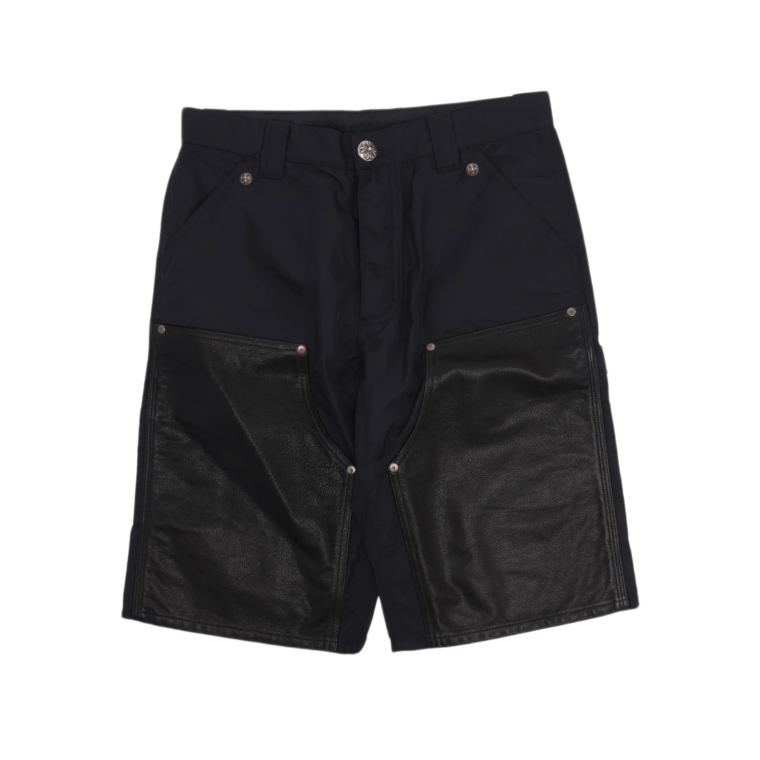 Chrome Hearts Nylon Leather Double Knee Carpenter Shorts Black
