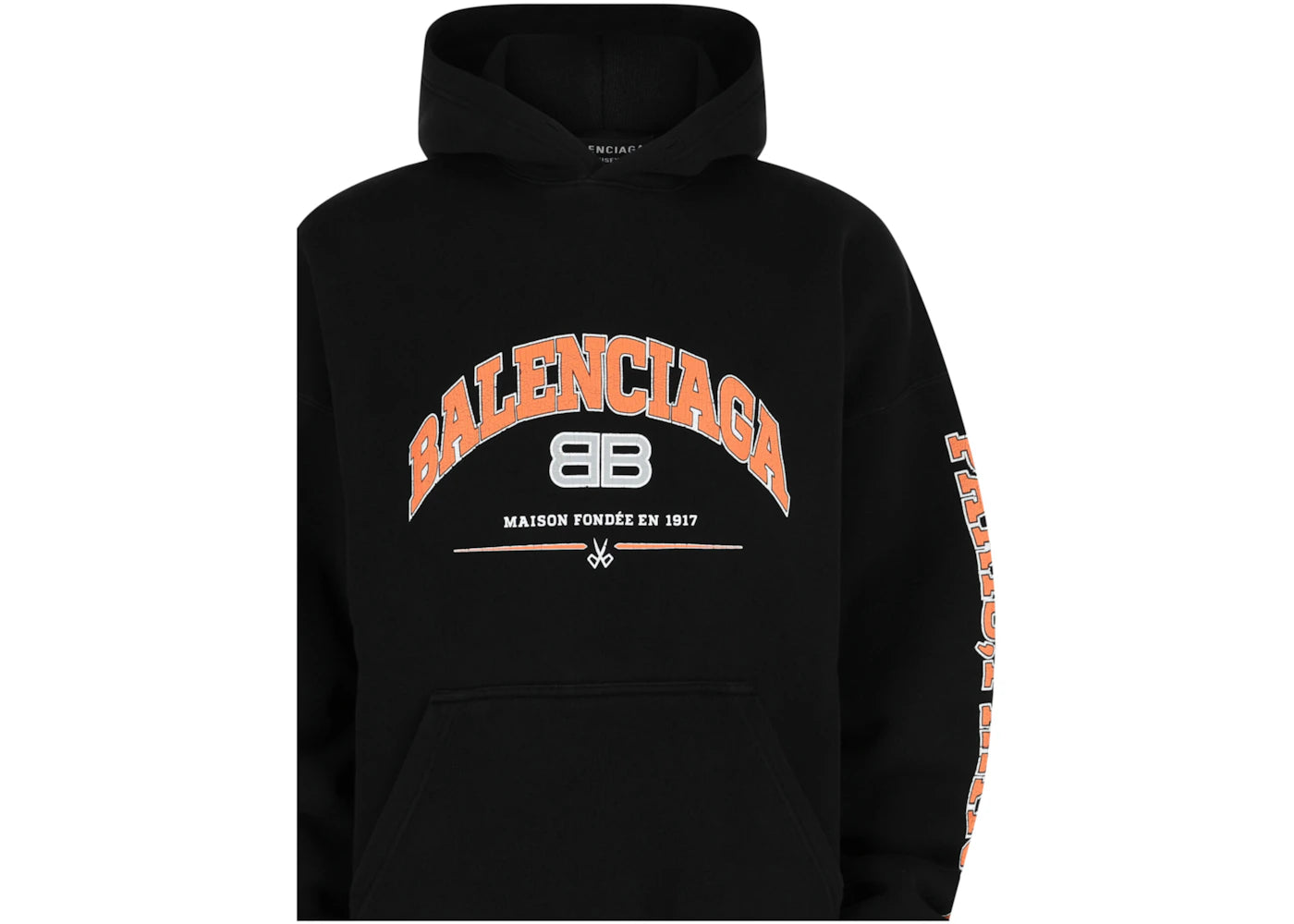 Balenciaga Oversized Logo Print Hoodie Black Orange