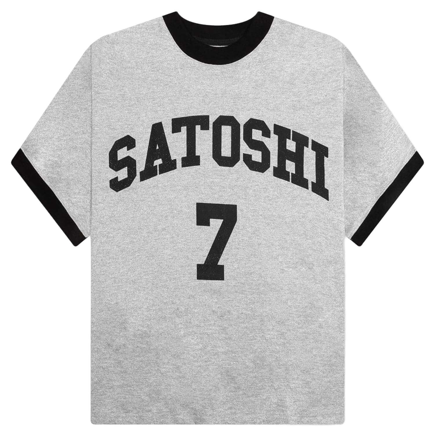 Satoshi Nakamoto Glitter Ringer 7 Tee Silver