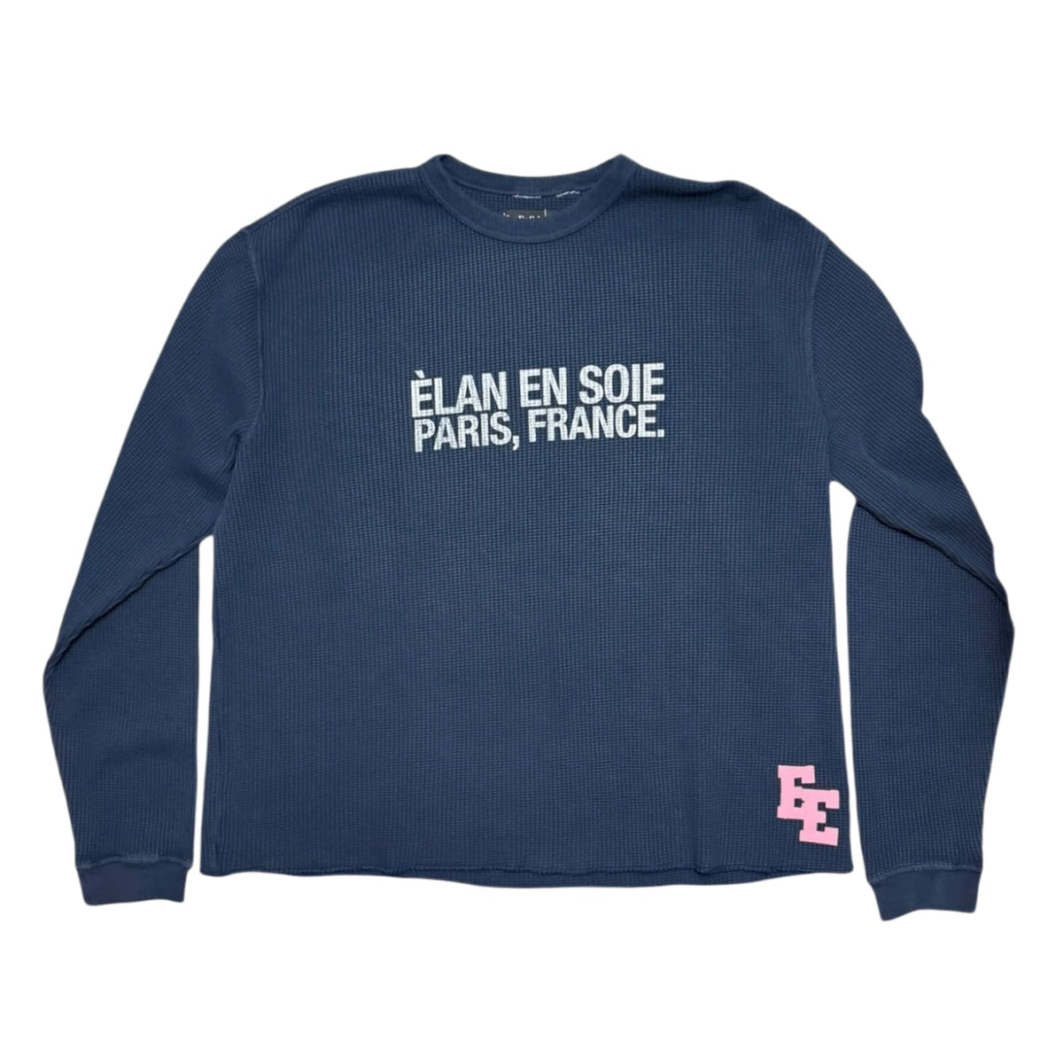 Èlan En Soie Classic Logo Thermal Pink Leather Patch Navy