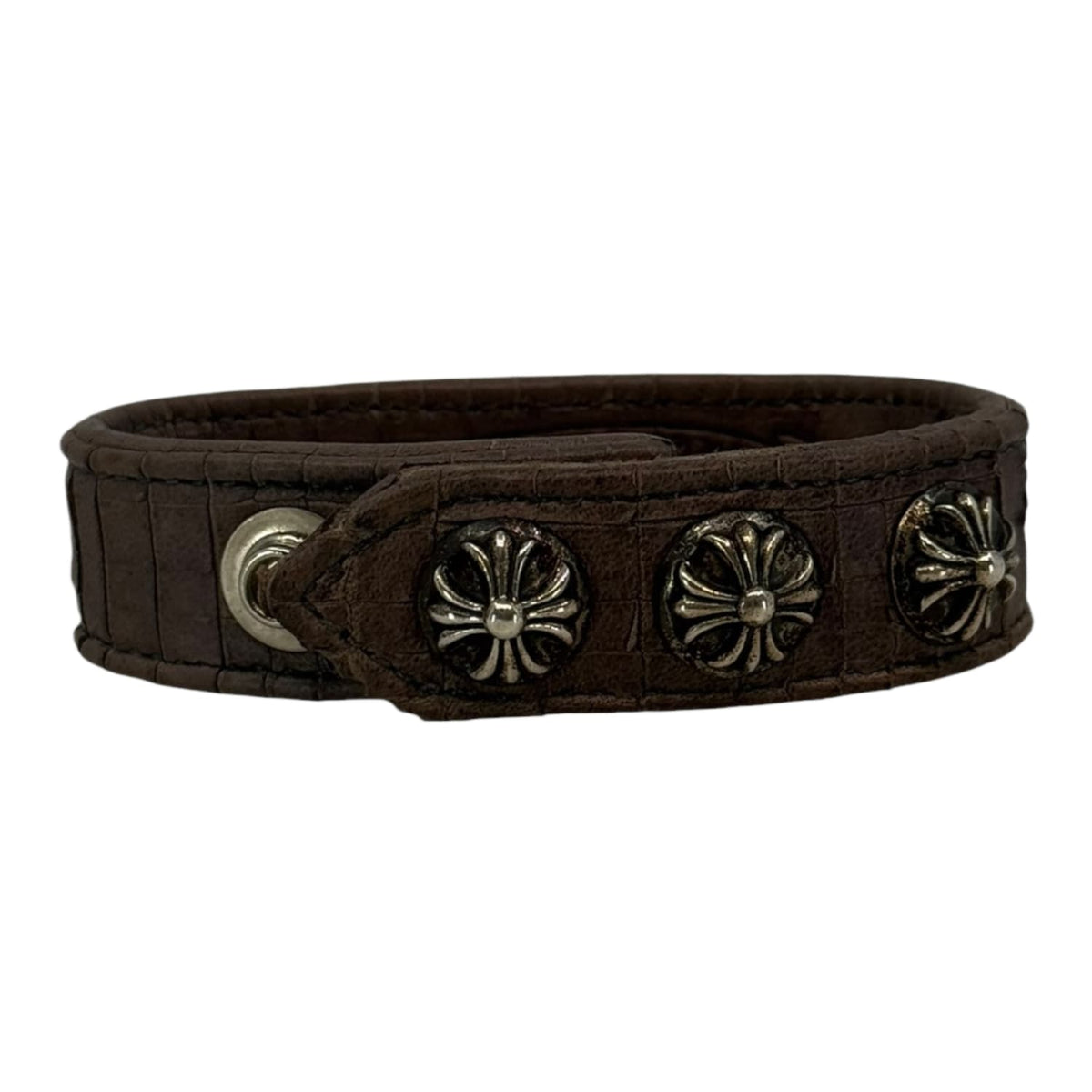 Chrome Hearts Brown Leather Snap Bracelet