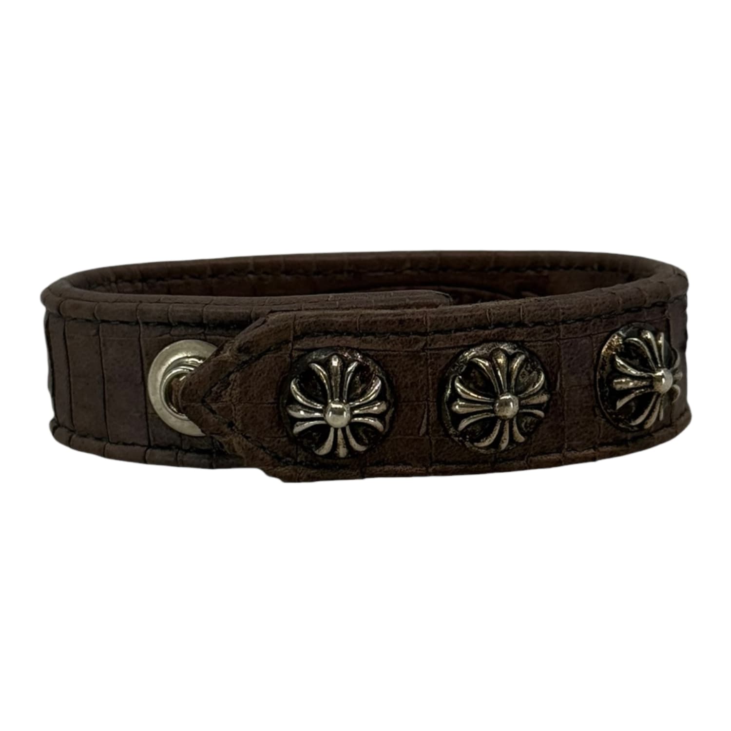 Chrome Hearts Brown Leather Snap Bracelet