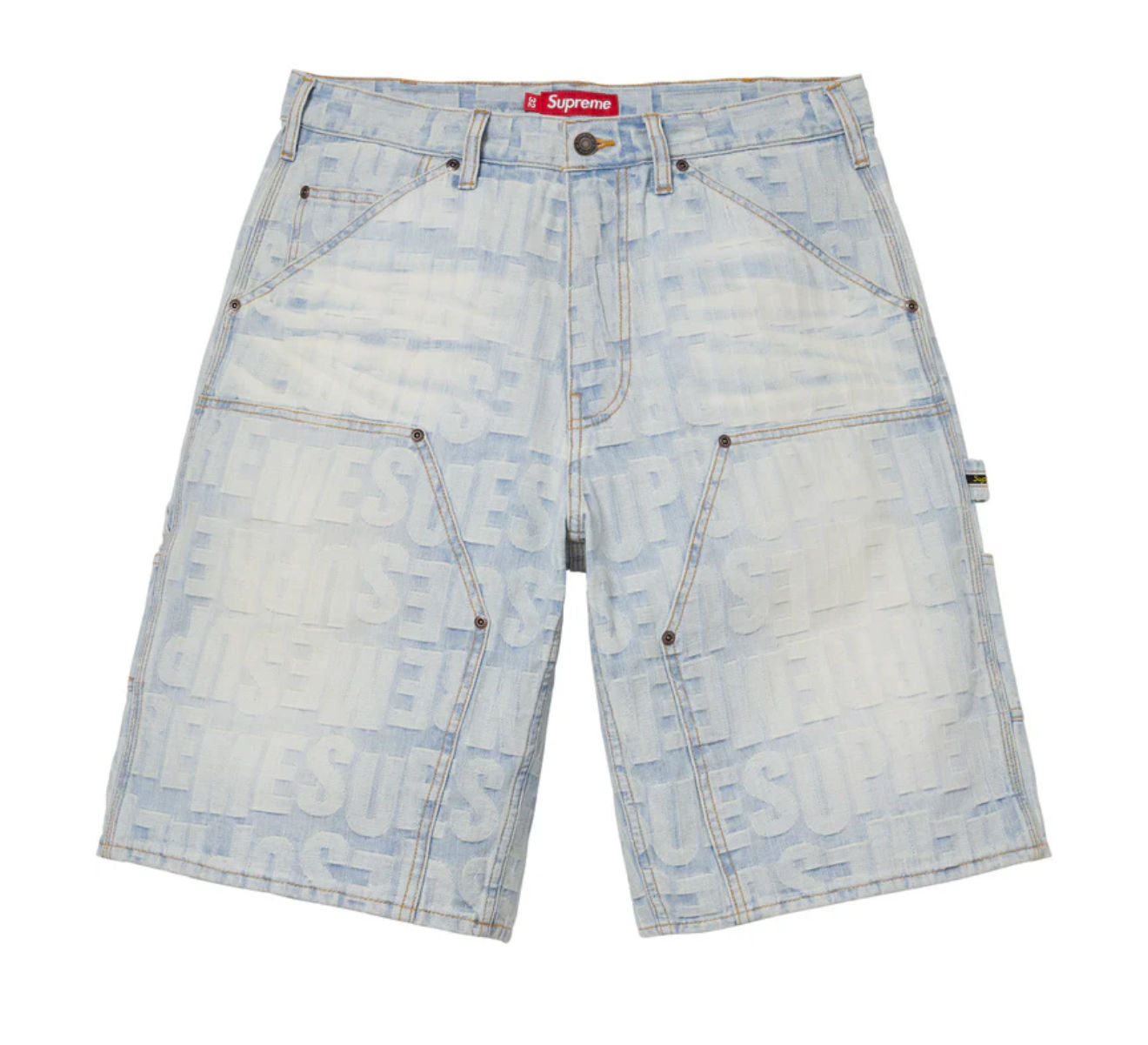 Supreme Repeat Jacquard Double Knee Denim Short Light Washed Indigo