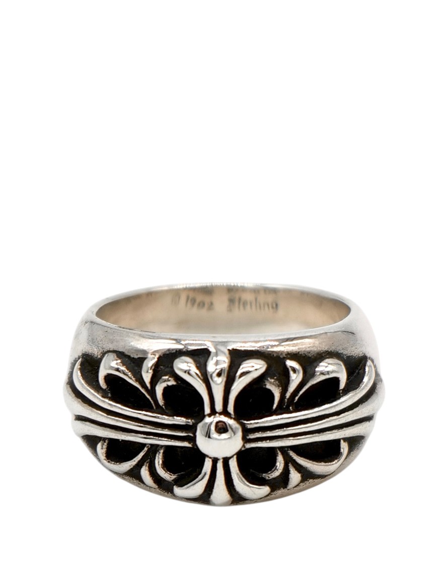Chrome Hearts Silver Floral Cross Ring - US Size 10