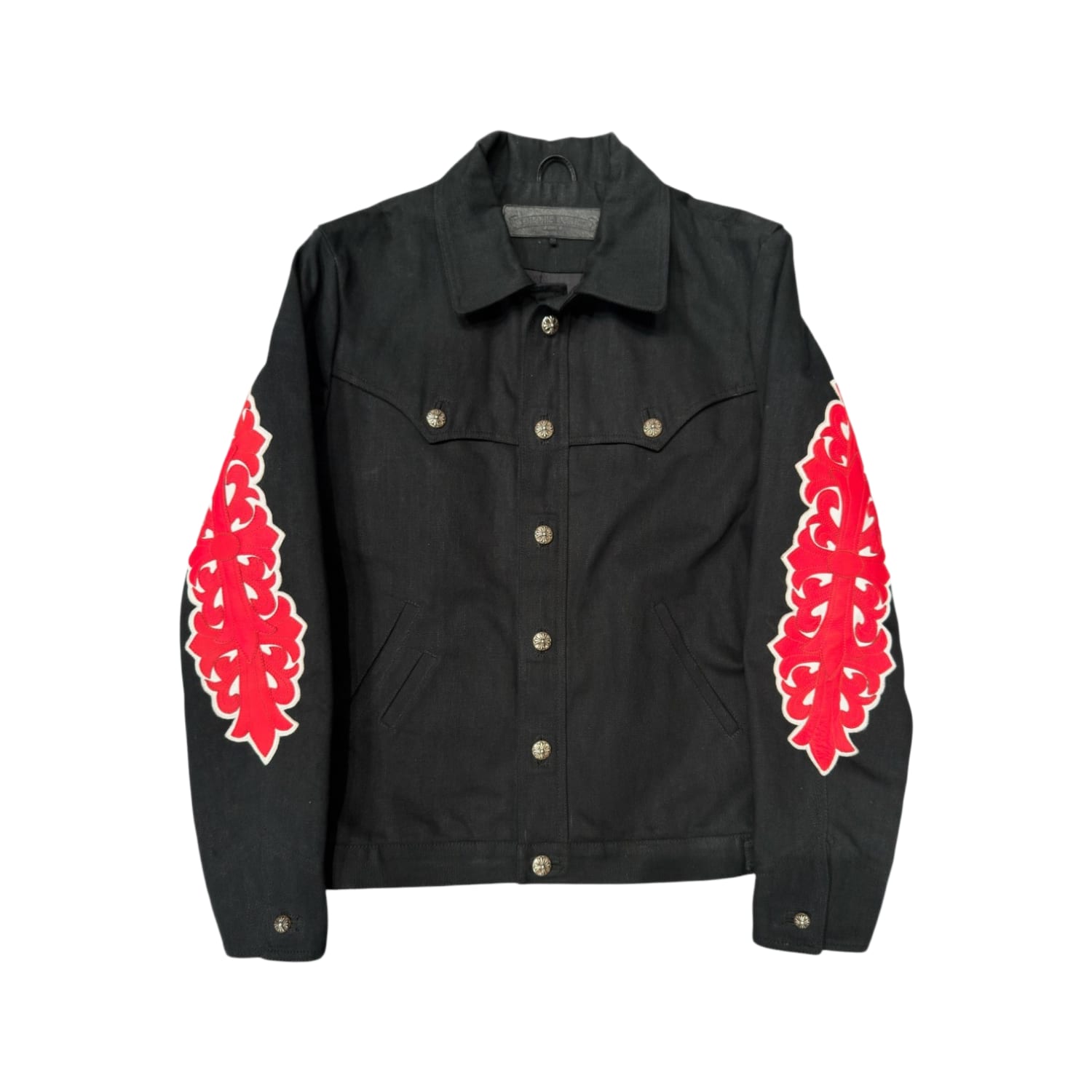 Chrome Hearts Red Fleur Sleeve Patch Denim Jacket