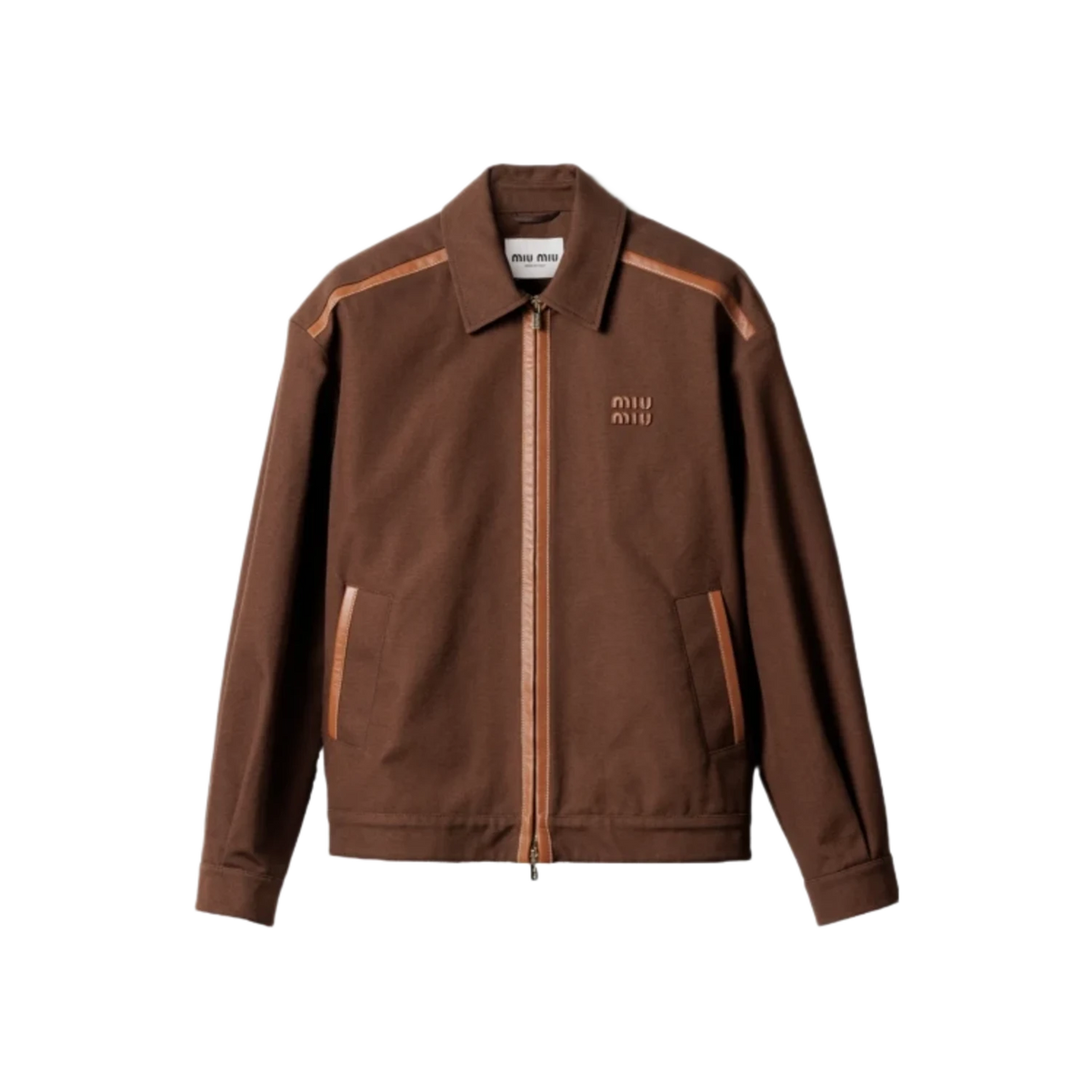 Miu Miu Leather Trim Jacket Brown