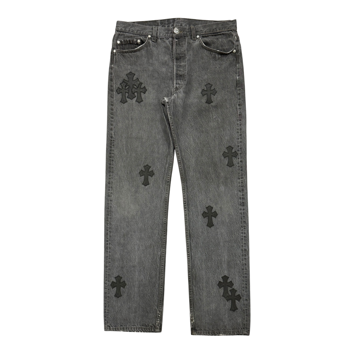 Chrome Hearts Vintage Levi's 501 Black Cross Patch Jeans Grey