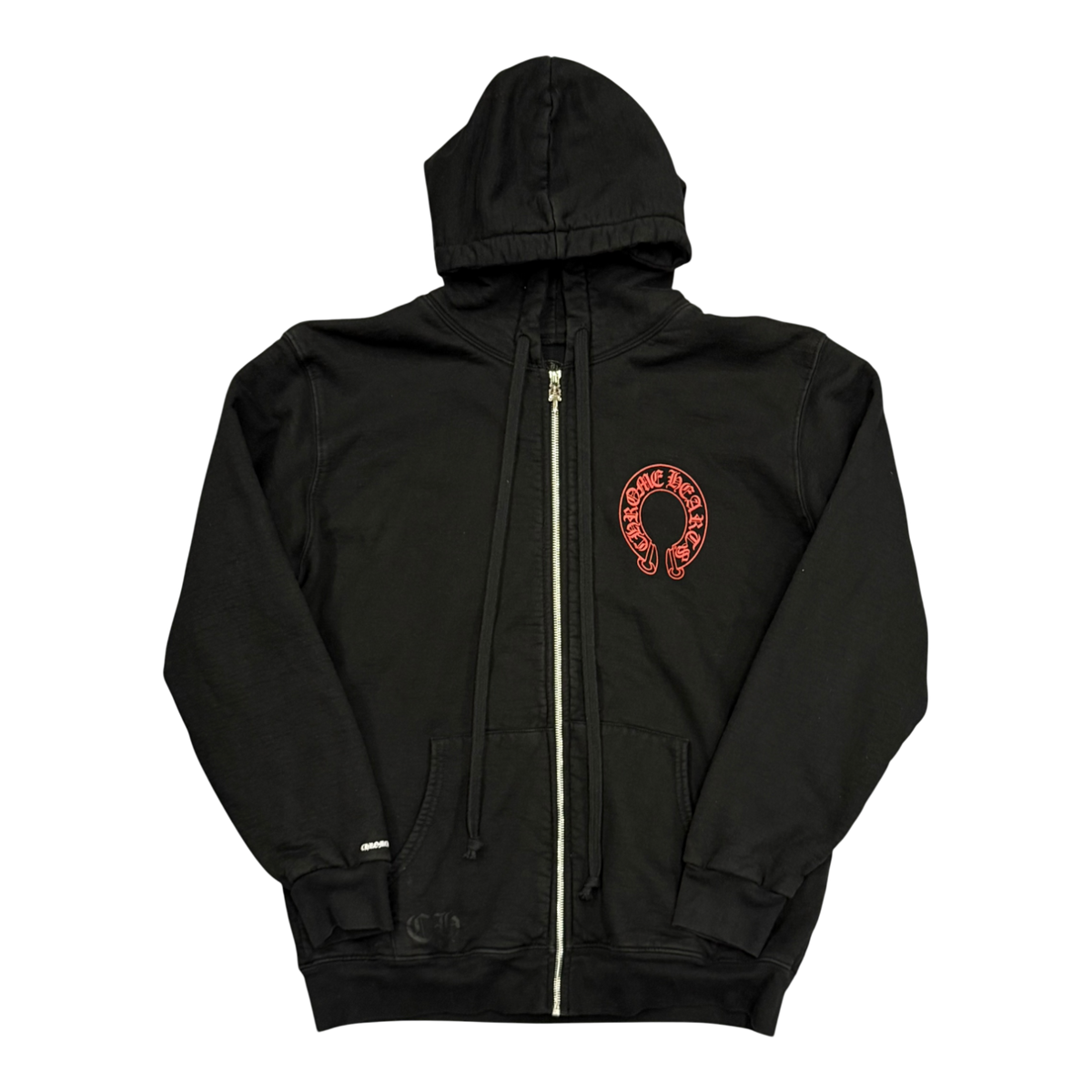 Chrome Hearts Malibu Exclusive Red Horseshoe Cemetery Cross Zip Up Hoodie