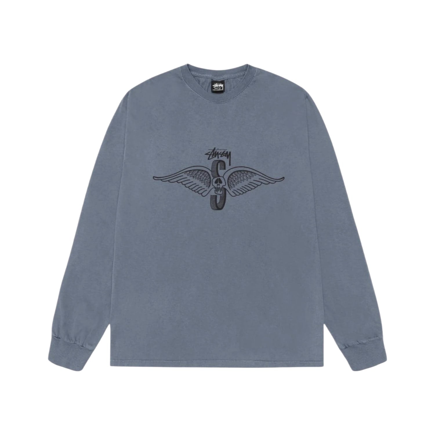 Stussy Skull Wings L/S Pigment Dyed Tee Navy
