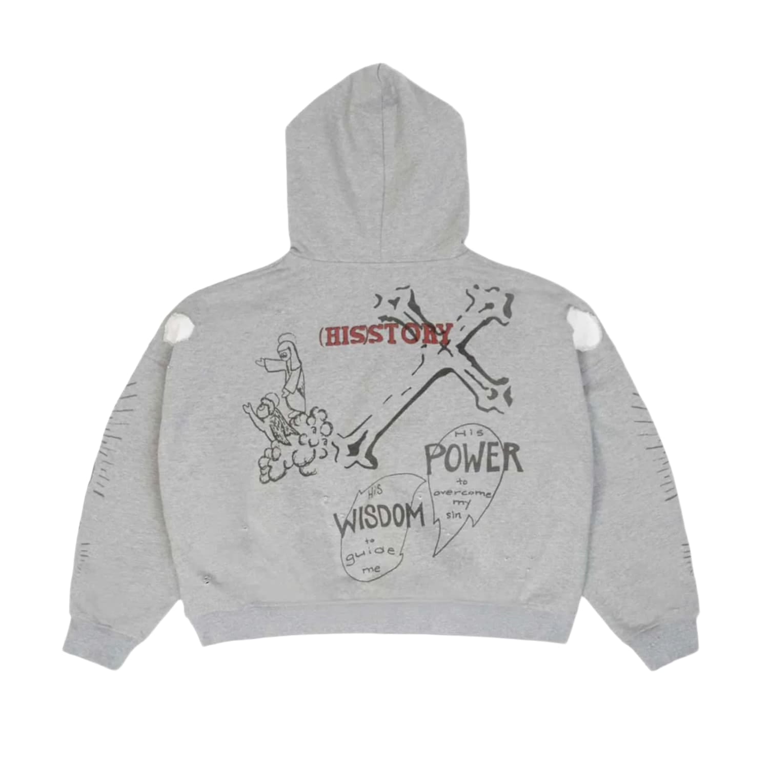 Righteous 3:16 Distressed Hoodie Grey