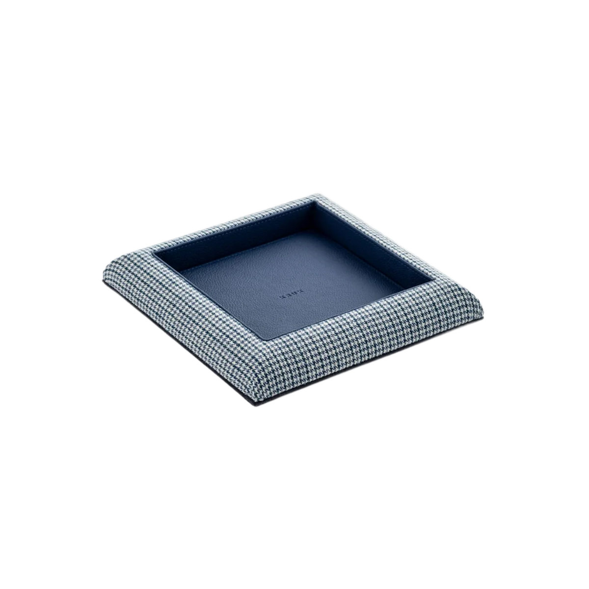 Kruk Grey Blue Pepita Dark Blue Leather Tray