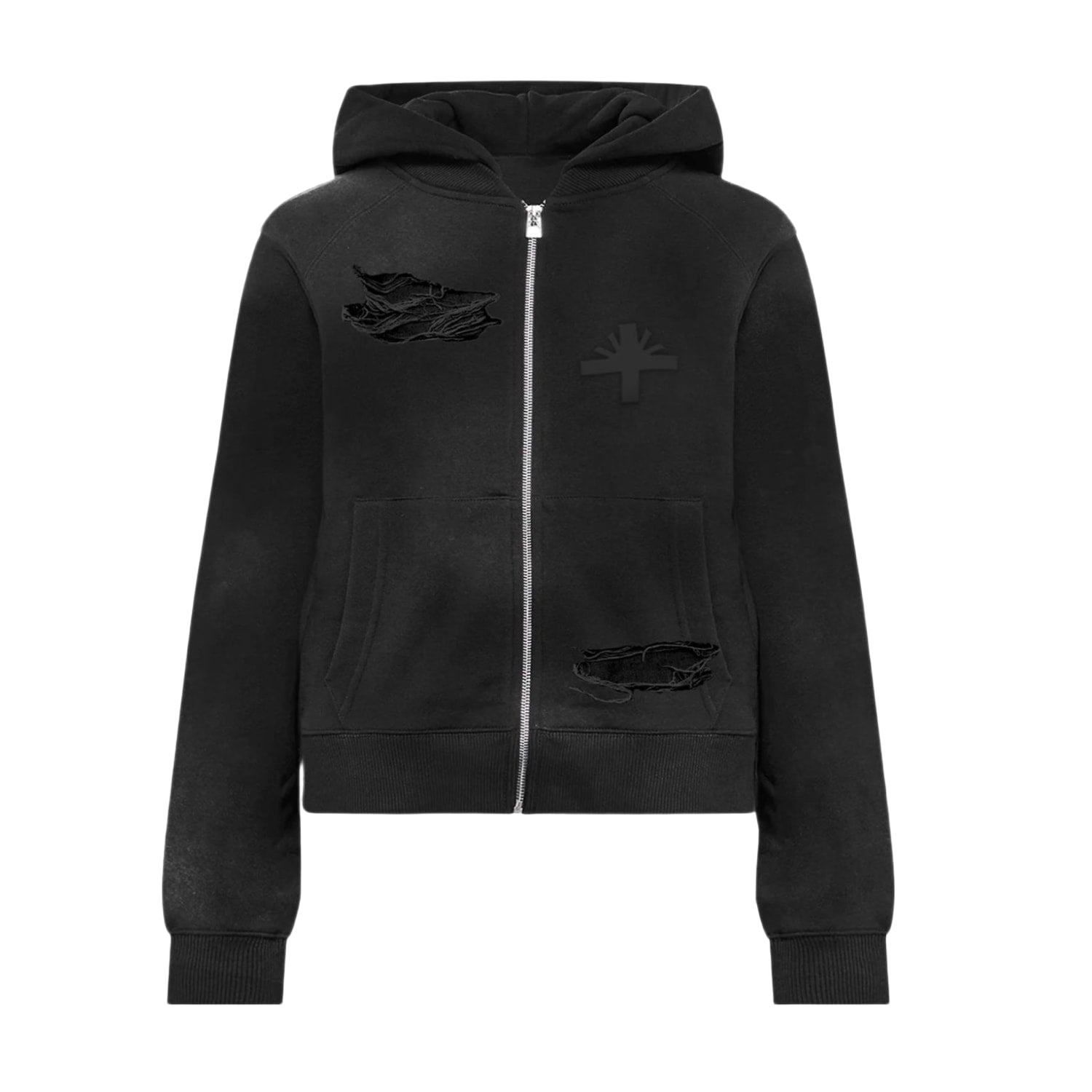 Vertabrae Classic Obsidian Full Zip-Up Hoodie Black