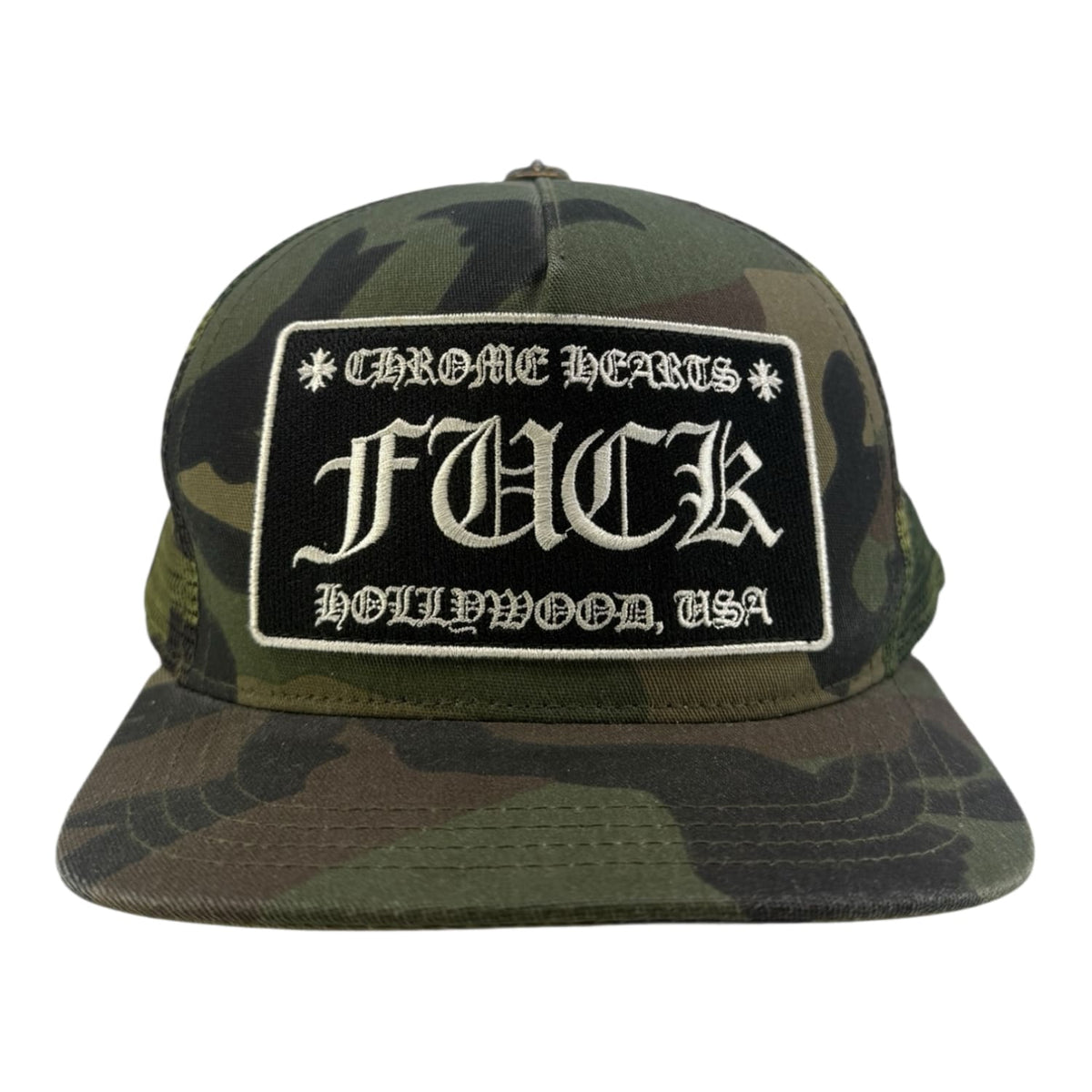 Chrome Hearts FUCK Hollywood Trucker Hat Camo