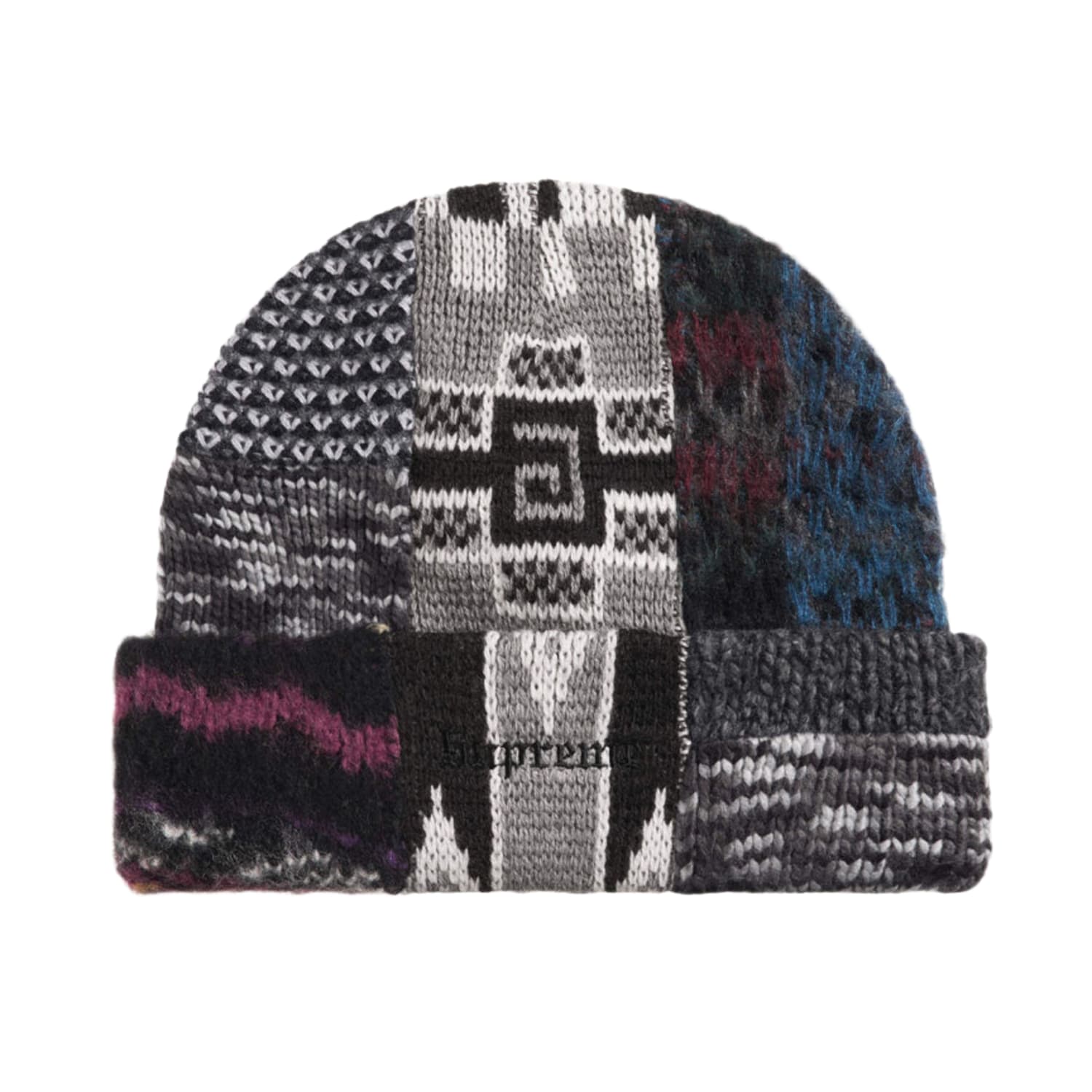 Supreme Patchwork Beanie Grey