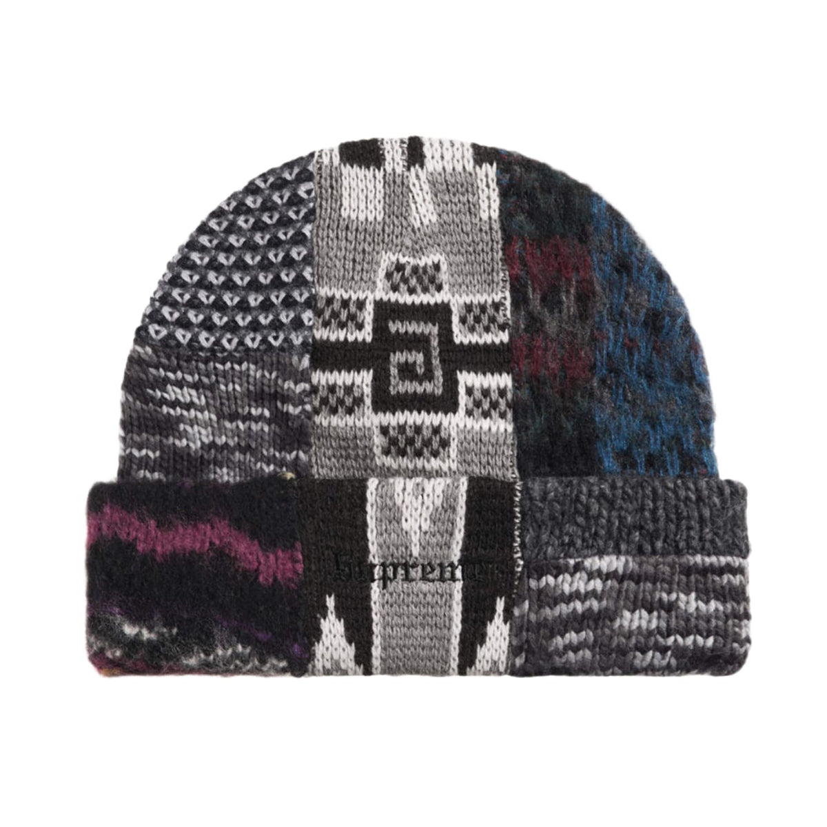 Supreme Patchwork Beanie Grey