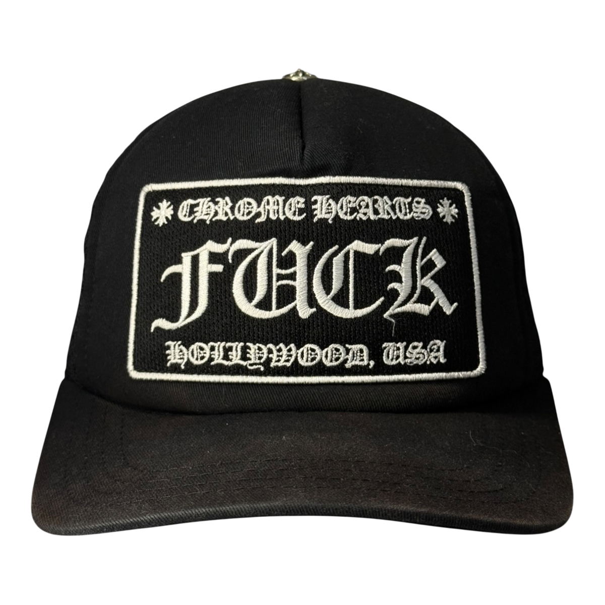 Chrome Hearts FUCK Hollywood Trucker Hat Black/Black
