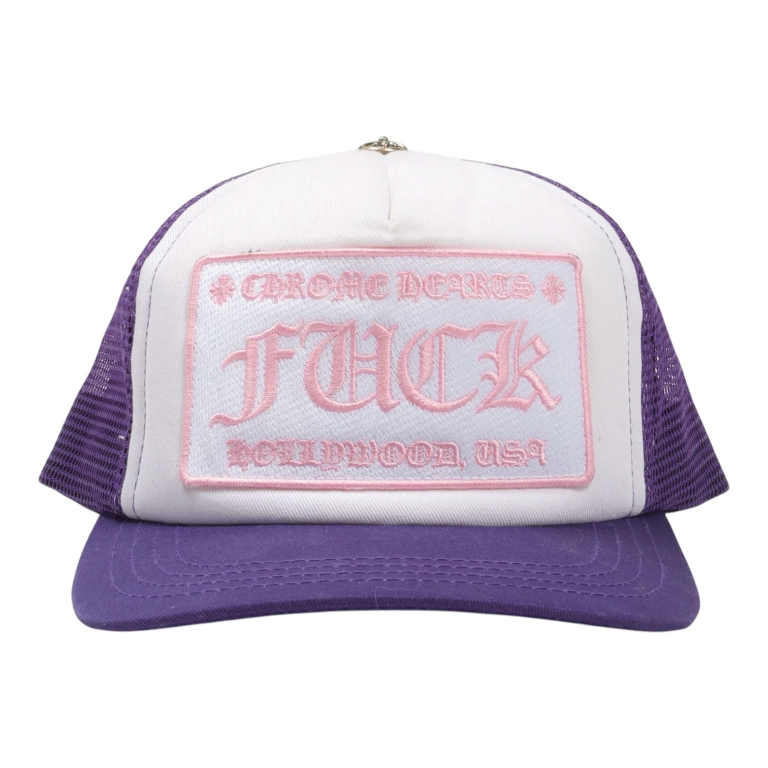 Chrome Hearts Fuck Hollywood Trucker Hat Purple Pink