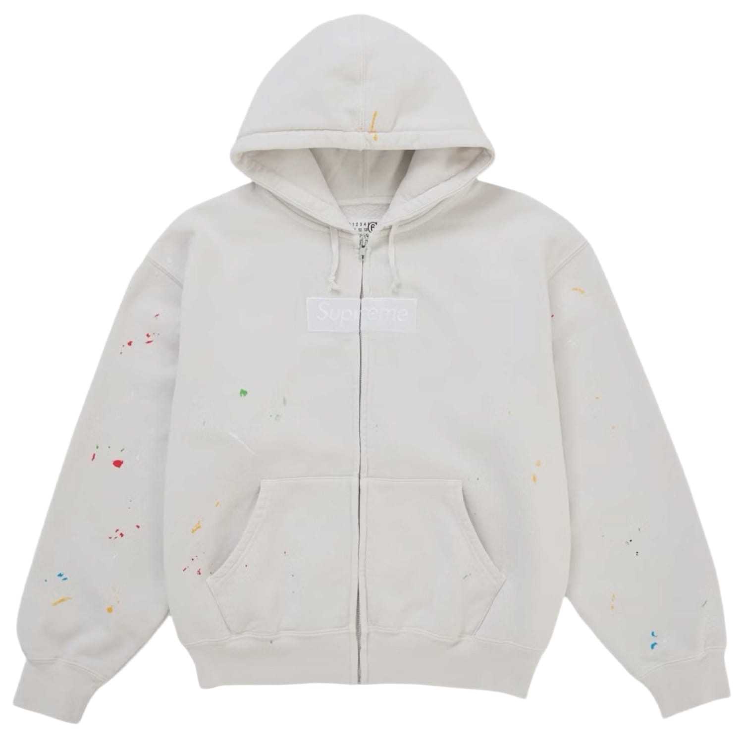 Supreme MM6 Maison Margiela Box Logo Zip Up Hooded Sweatshirt White