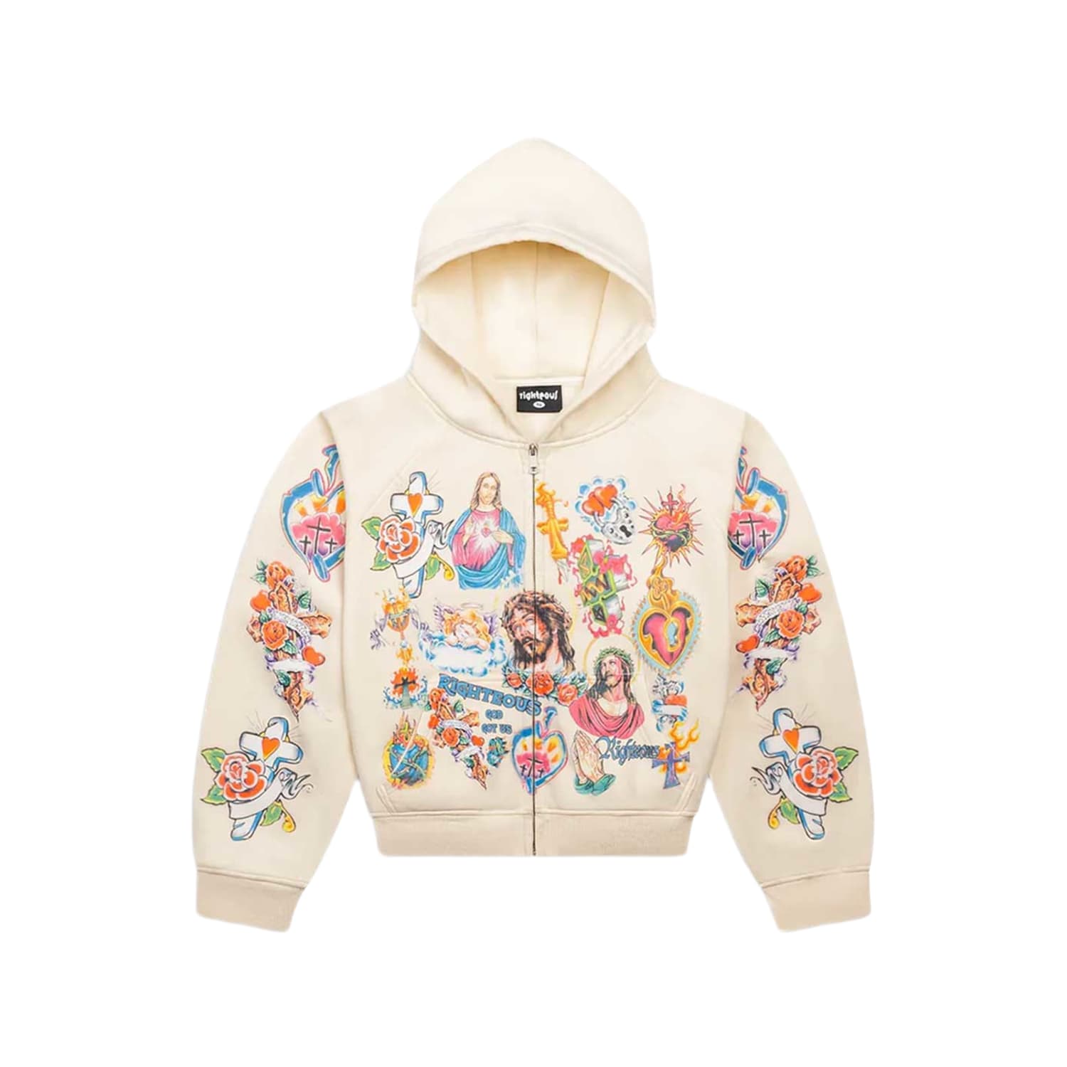 Righteous Risen King Zip Up Hoodie Cream