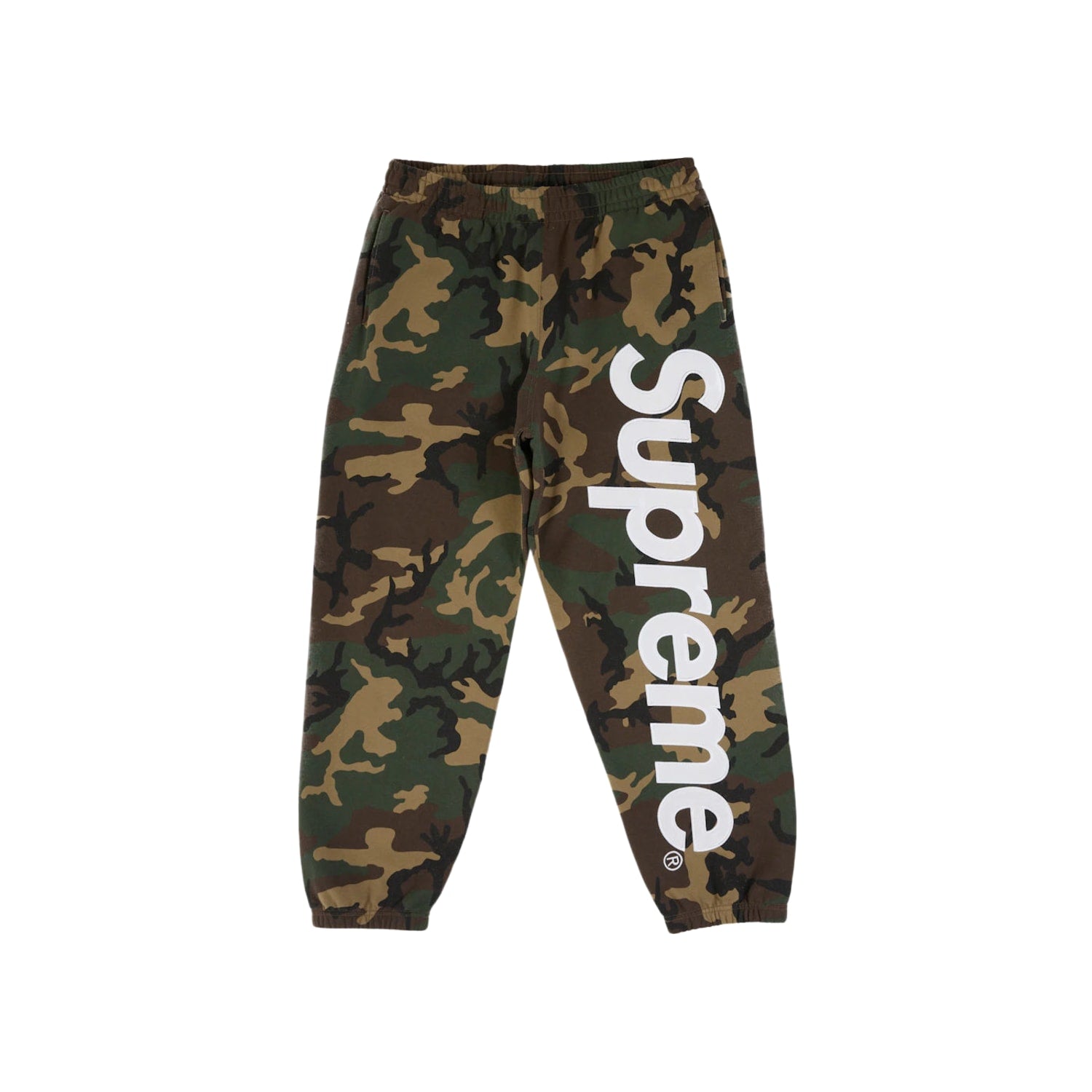 Supreme Satin Applique Sweatpant (SS26) Woodland Camo