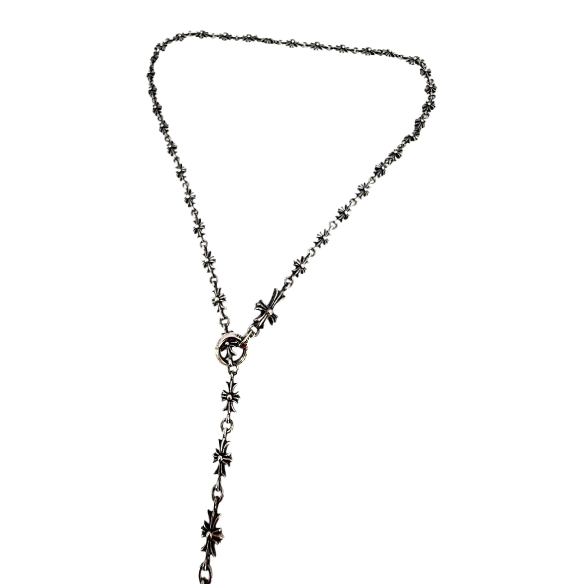 Chrome Hearts Silver Tiny E Rosary Necklace