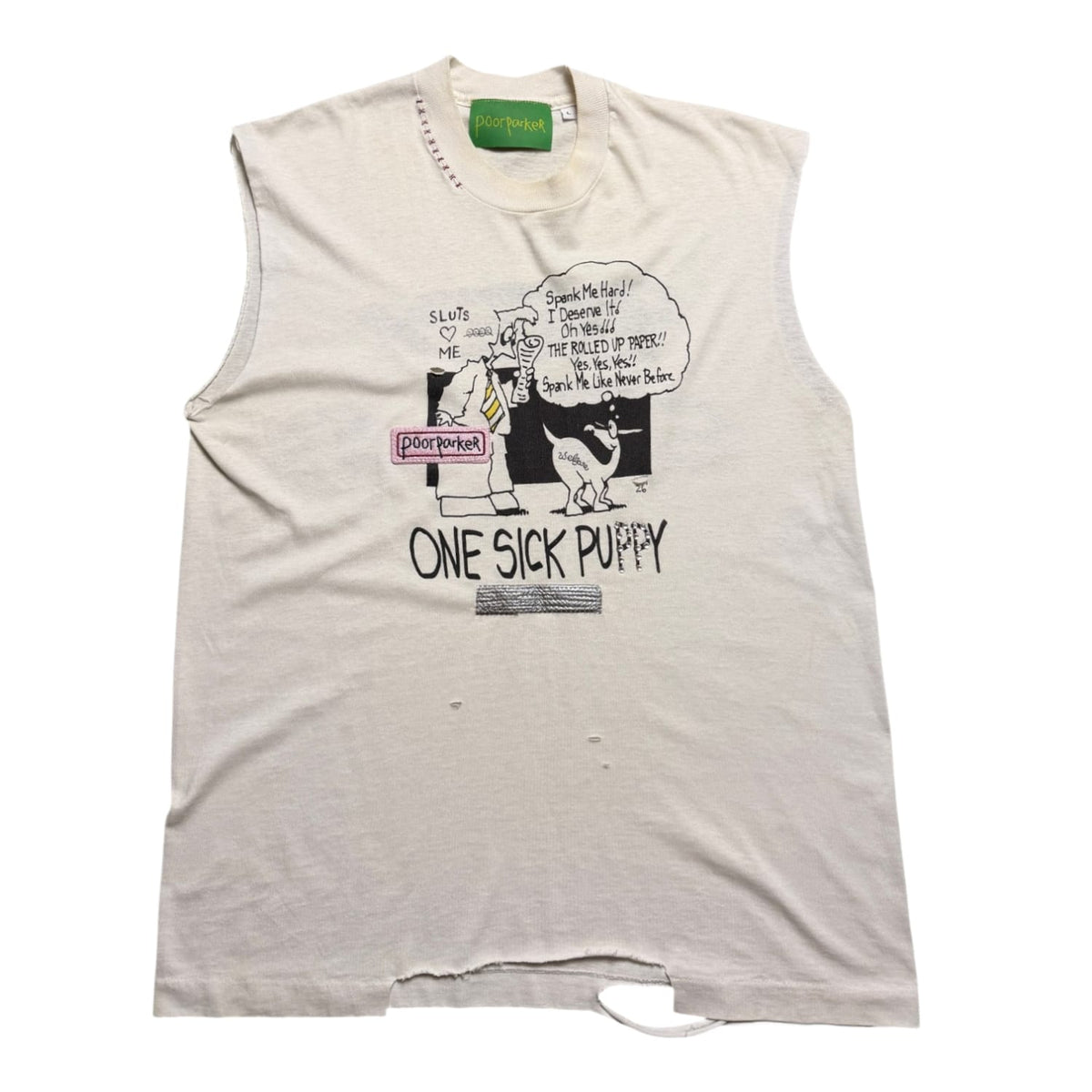 Poor Parker Vintage One Sick Puppy One of One Cut-Off T-Shirt