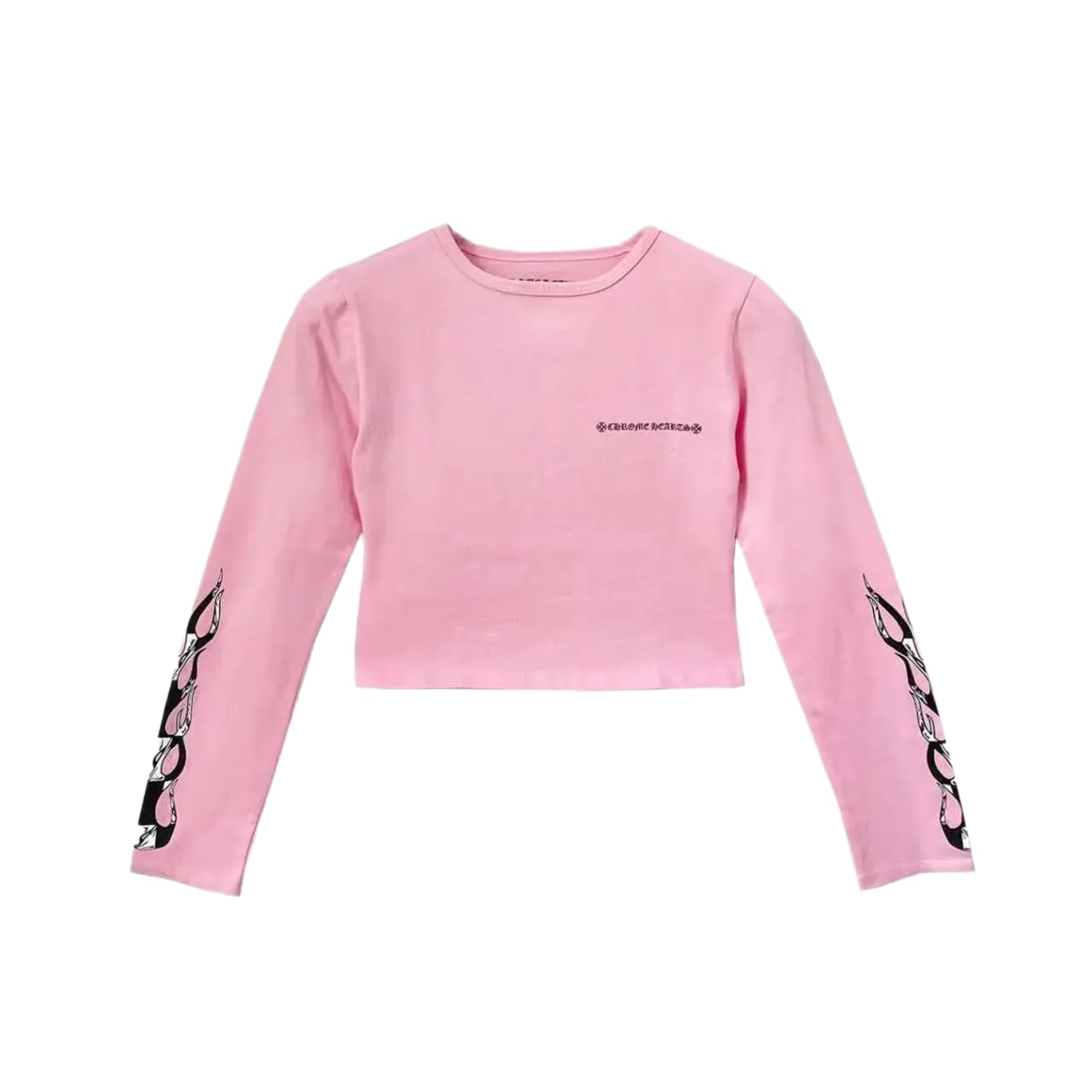 Chrome Hearts Women's Matty Boy Pink Crop Top Cycling Long Sleeve Tee